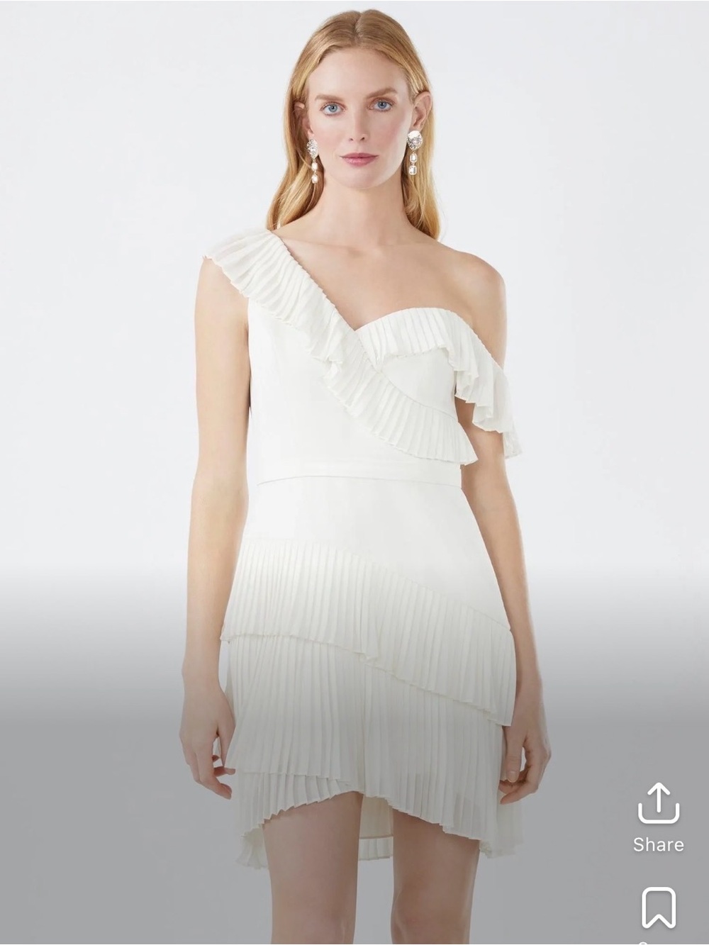 NWT BCBG Max Azria One-Shoulder Ruffle Pleated Mini Dress